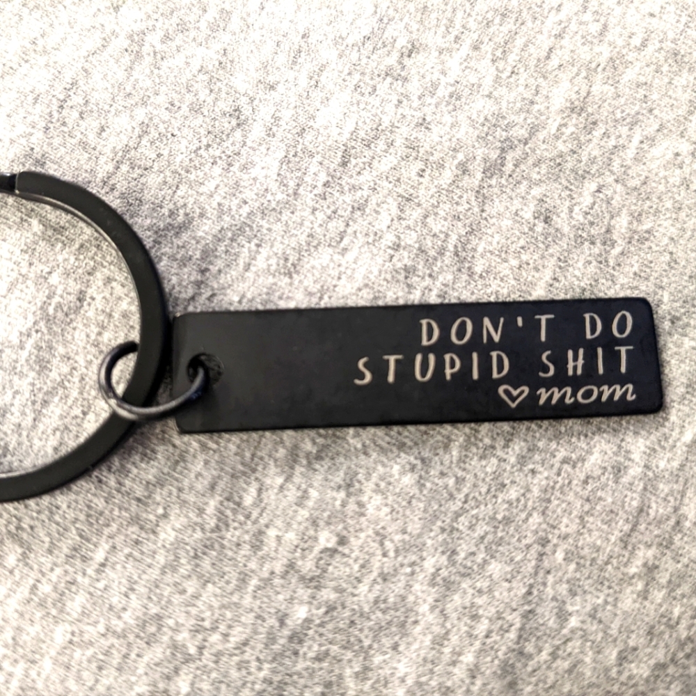 NEW Don't Do Stupid Sh** keychain necklace bracelet black